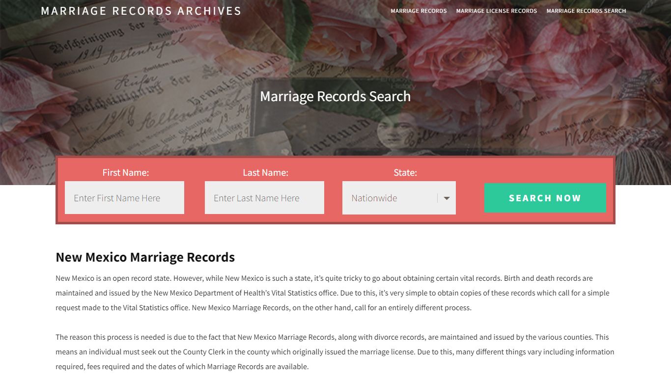 New Mexico Marriage Records | Enter Name and Search | 14 Days Free