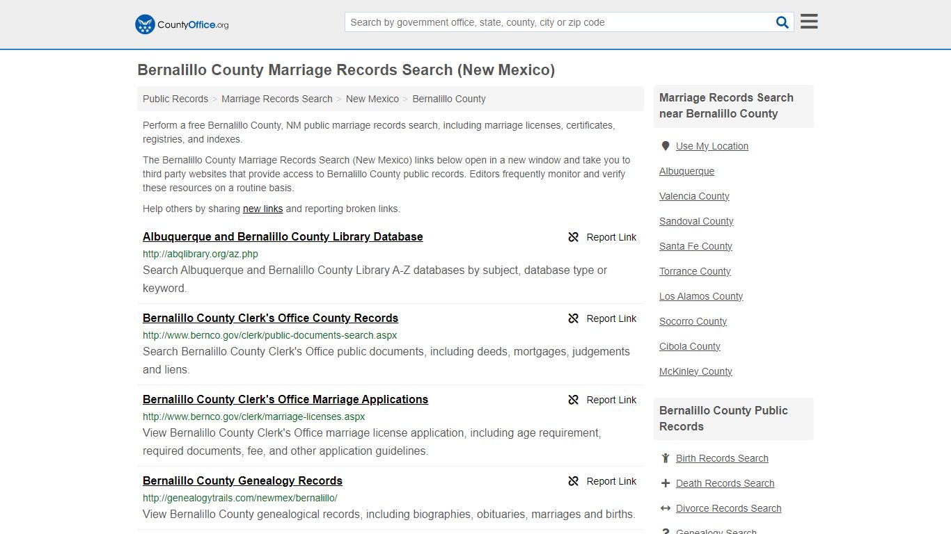 Bernalillo County Marriage Records Search (New Mexico) - County Office